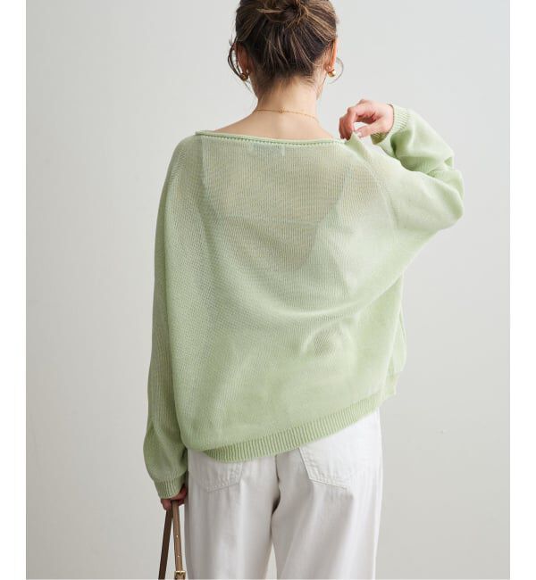 NOBLE「《追加予約》ペーパーヤーン裏天竺プルオーバー(グリーン・ブルー)」|ニット・セーター|