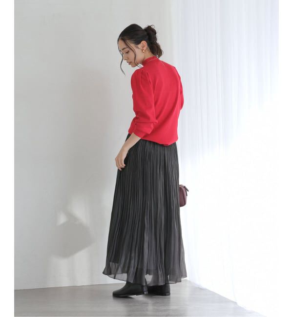  「【洗える】ウォッシャブルギャザースリーブプルオーバー」|ニット・セーター|