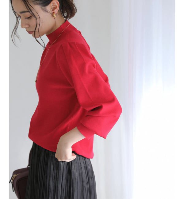  「【洗える】ウォッシャブルギャザースリーブプルオーバー」|ニット・セーター|