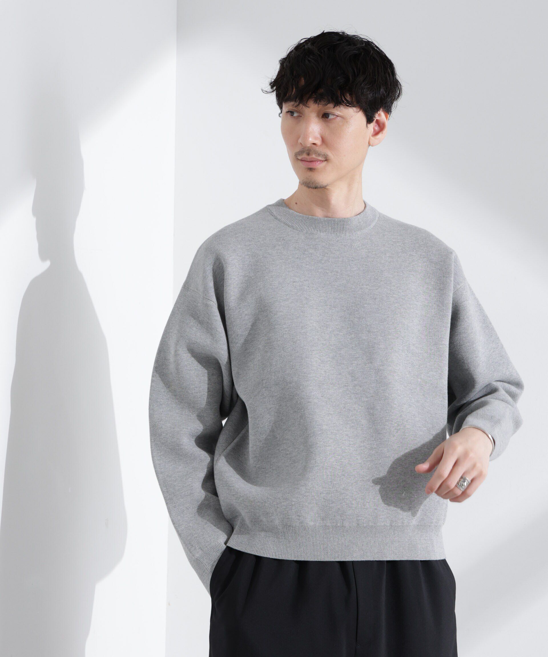 nano･universe「「大人のスウェット」スウェットライク接結クルーネックニット」|ニット・セーター|