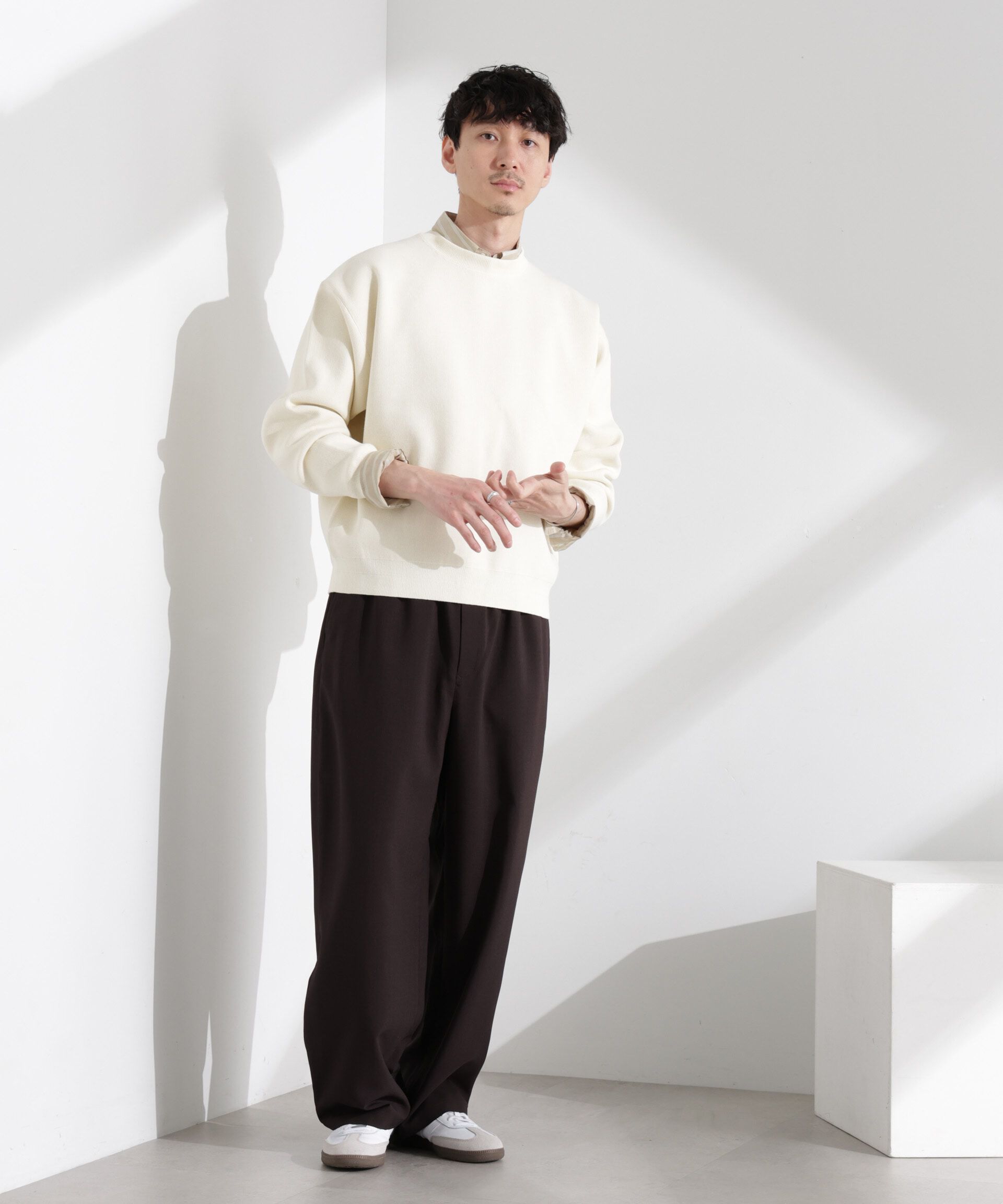 nano･universe「「大人のスウェット」スウェットライク接結クルーネックニット」|ニット・セーター|