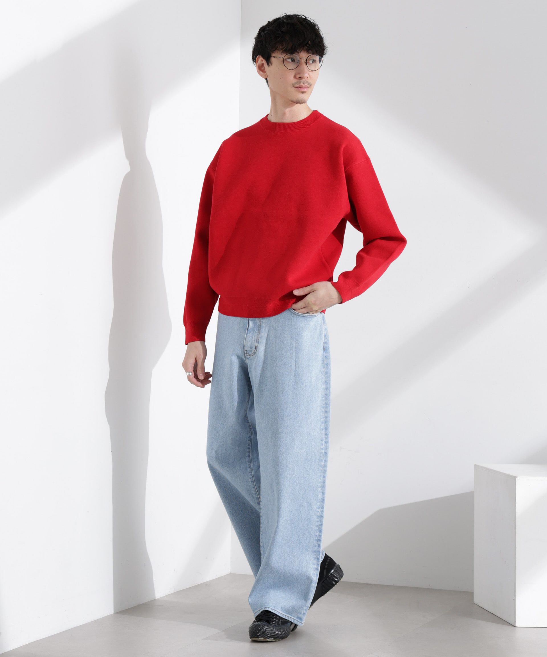 nano･universe「「大人のスウェット」スウェットライク接結クルーネックニット」|ニット・セーター|