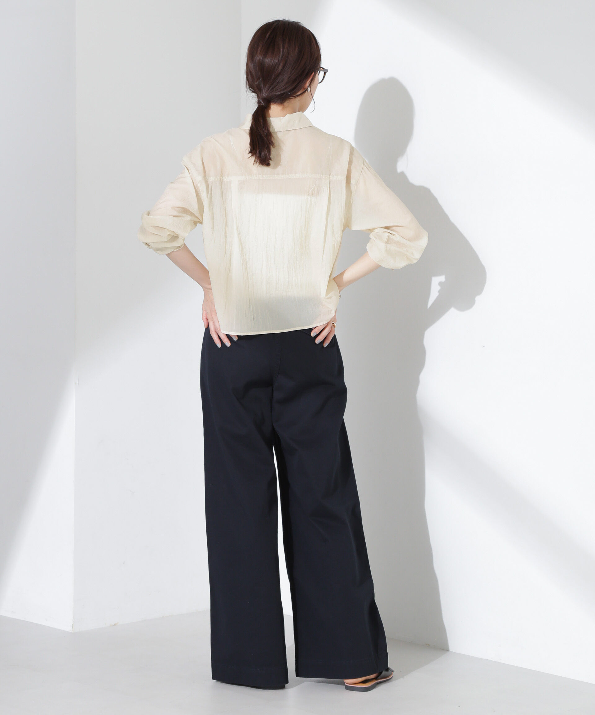 nano･universe「ナイロンタッサークロップドシャツ（セットアップ可）」|シャツ・ブラウス|