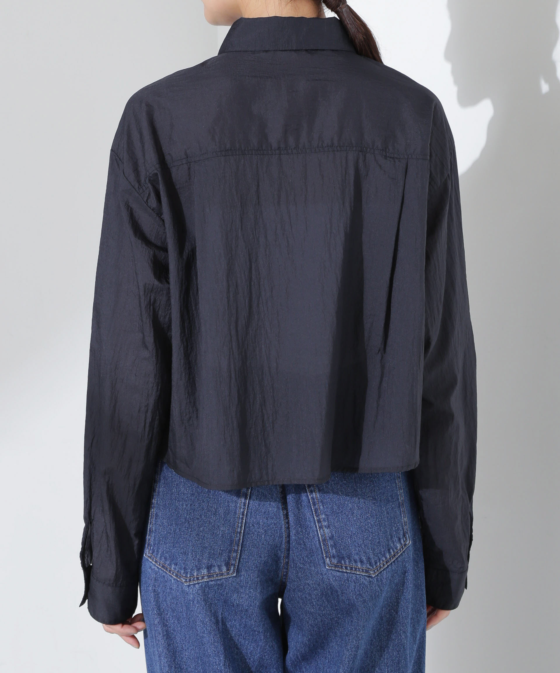 nano･universe「ナイロンタッサークロップドシャツ（セットアップ可）」|シャツ・ブラウス|
