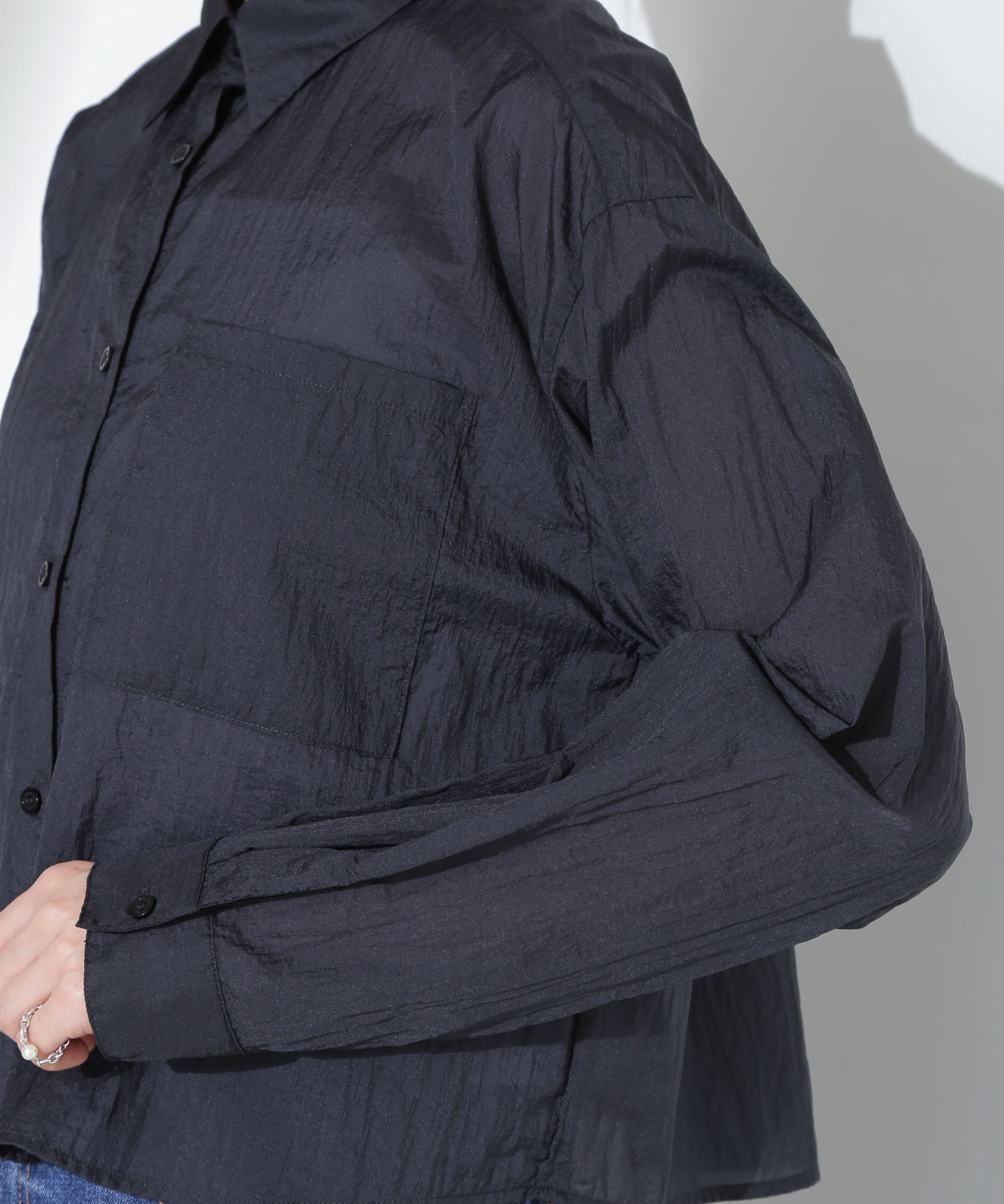 nano･universe「ナイロンタッサークロップドシャツ（セットアップ可）」|シャツ・ブラウス|