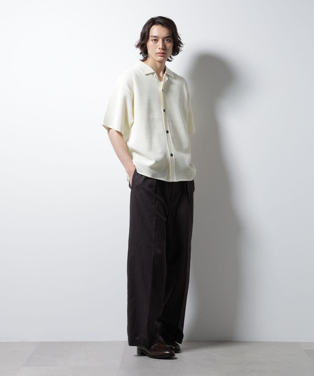 nano･universe「スポンディッシュ メッシュオープンカラーニットシャツ」|ニット・セーター|