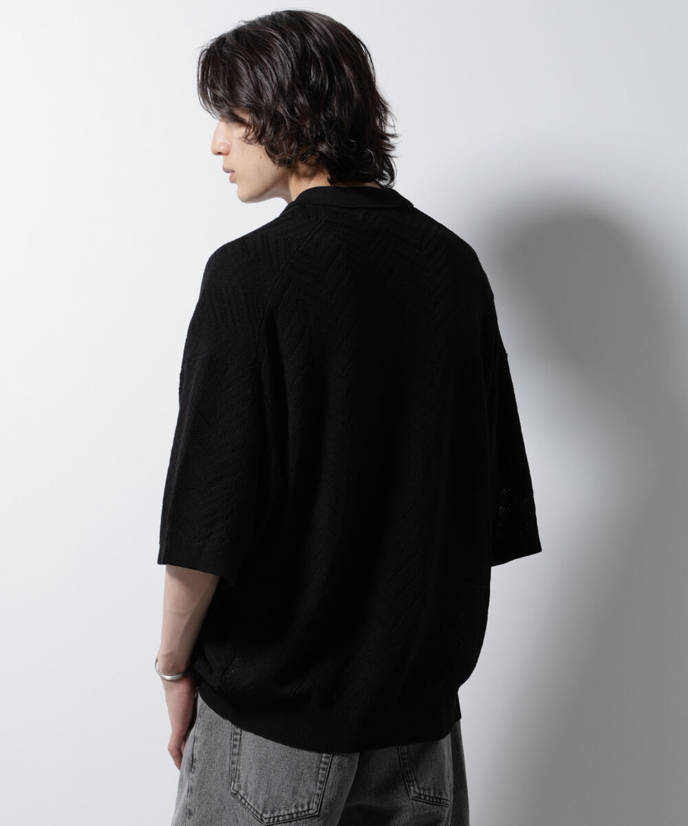 nano･universe「ハイゲージ ヘリンボーンニットシャツ」|ニット・セーター|