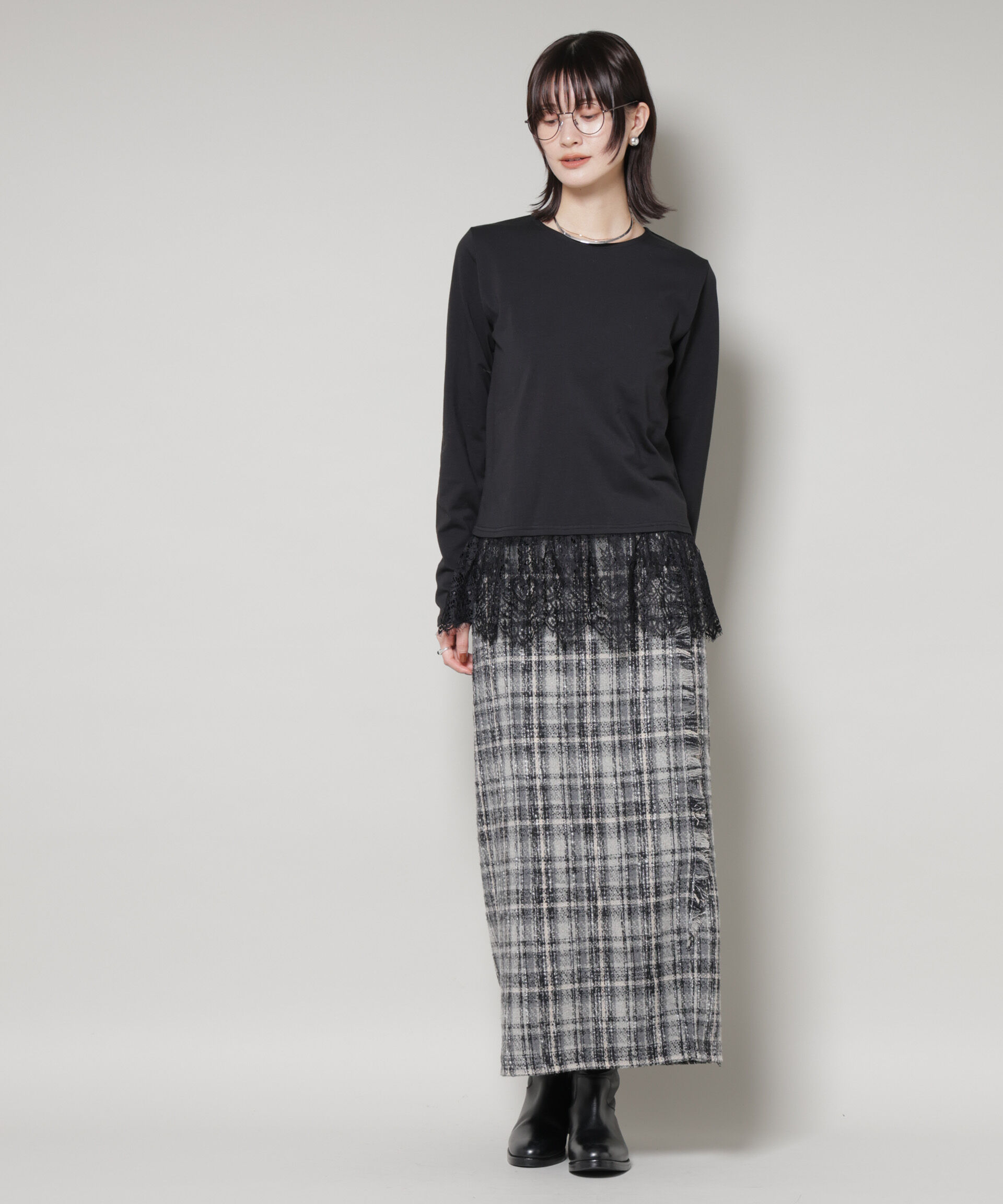 nano･universe「裾レースドッキングロングTシャツ」|Tシャツ・カットソー|