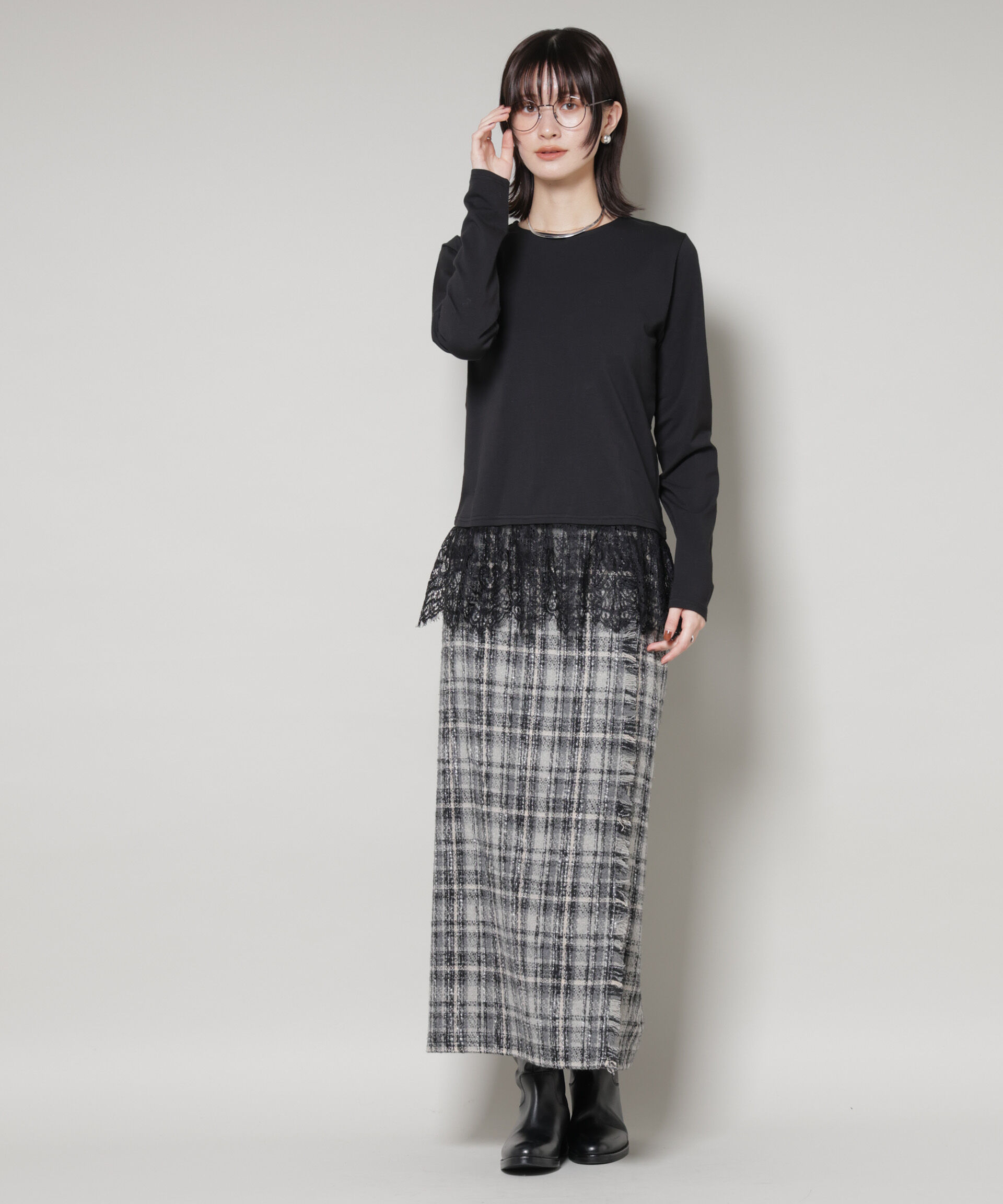 nano･universe「裾レースドッキングロングTシャツ」|Tシャツ・カットソー|