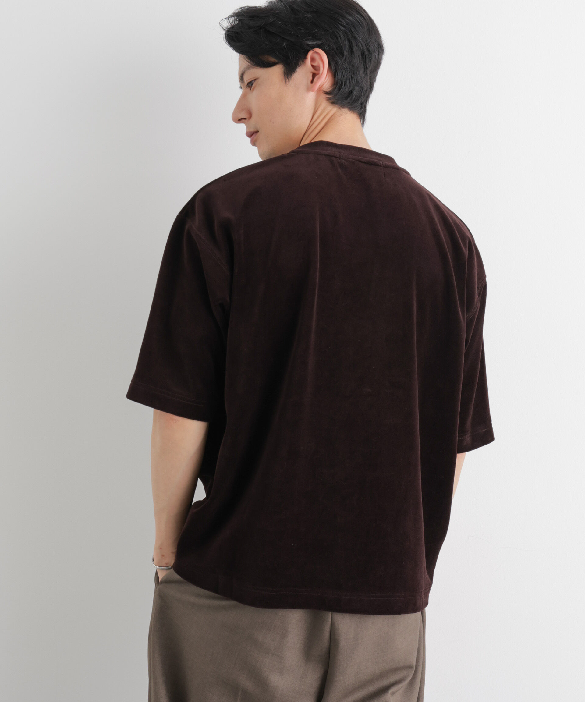 nano･universe「ベロア クルーネック Ｔシャツ 半袖」|Tシャツ・カットソー|