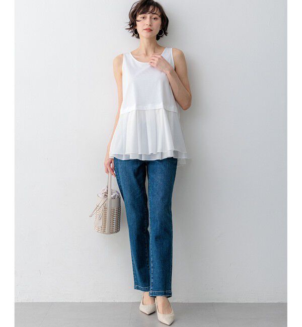 23区「ナチュラルコットンベア シアーペプラム タンクトップ」|タンクトップ|