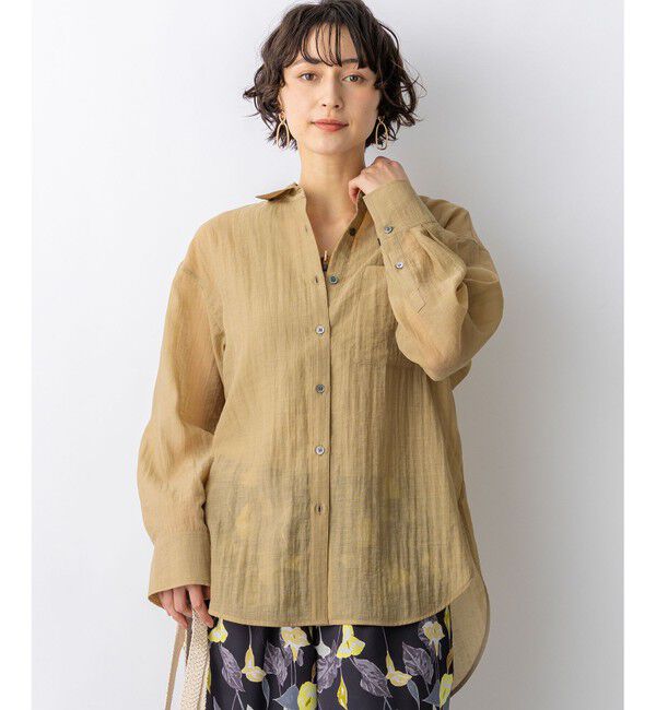 23区「リネンミックスシアースラブ オーバーシャツ」|シャツ・ブラウス|ベージュ系