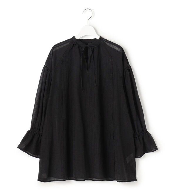 23区「リネンミックスシアースラブ ギャザーブラウス」|シャツ・ブラウス|