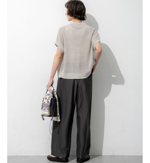 23区「ピュアリネン ハーフスリーブ ポロニット」|ニット・セーター|