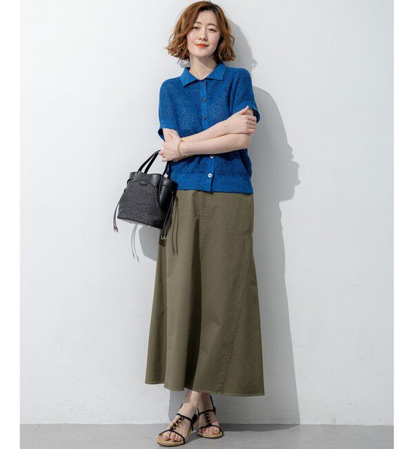 23区「ピュアリネン ハーフスリーブ ポロニット」|ニット・セーター|