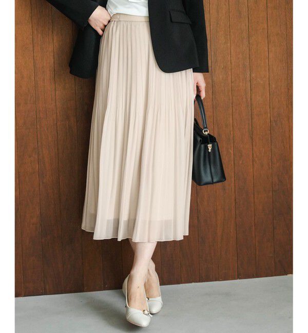 ANY SIS「シャイニープリーツ スカート」|スカート|ベージュ