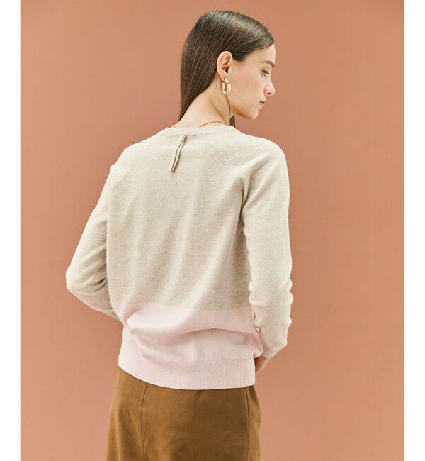 BEIGE,「【WEB限定・洗える】DEMING / バイカラーウールクルーネックニット」|ニット・セーター|