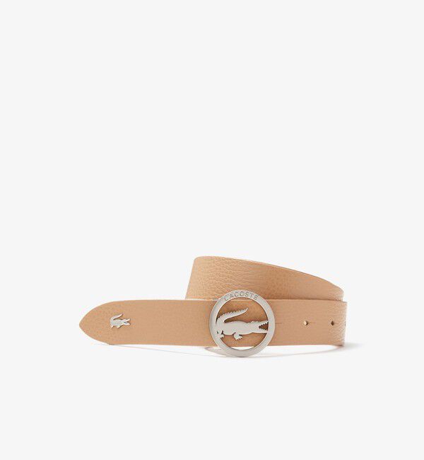 LACOSTE「シルバーサークルバックルベルト」|ベルト|ベージュ