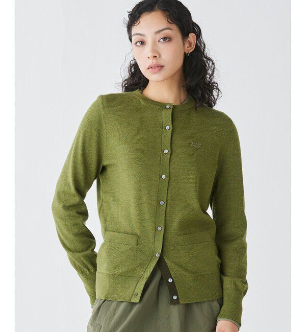 LACOSTE「ウォッシャブルウールニットカーディガン」|カーディガン|カーキ