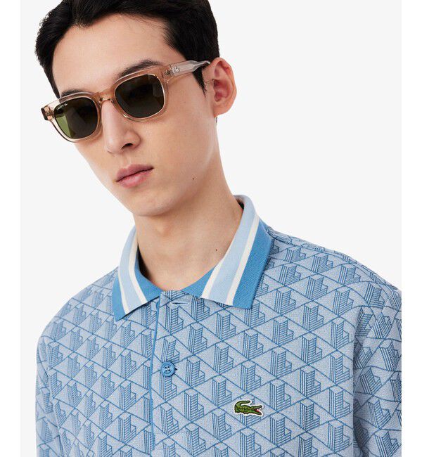 LACOSTE「モノグラムジャカード半袖ポロシャツ」|ポロシャツ|