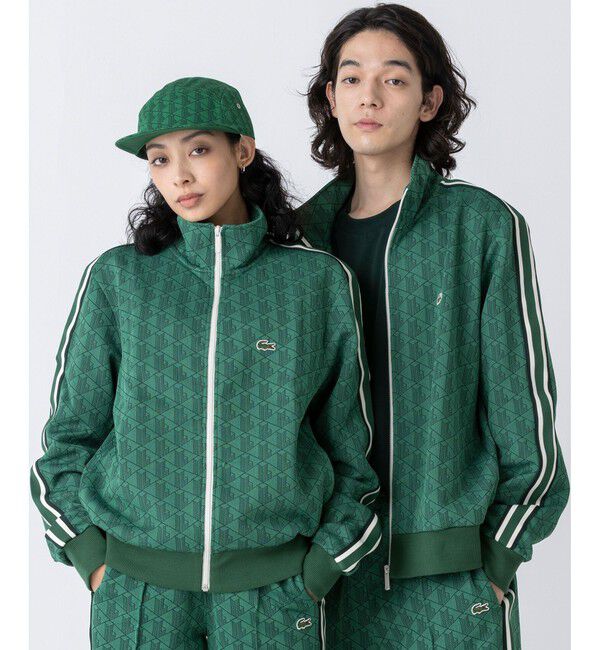 LACOSTE「モノグラムジャカードトラックジャケット 【セットアップ対応】」|スウェット・ジャージ|ダークグリーン