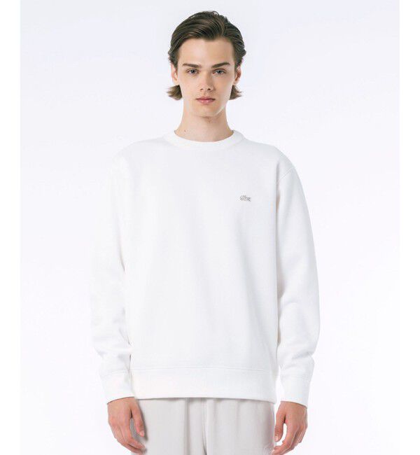 LACOSTE「ワントーンクルーネック 鹿の子ニット / 鹿の子スウェット」|スウェット・ジャージ|オフホワイト