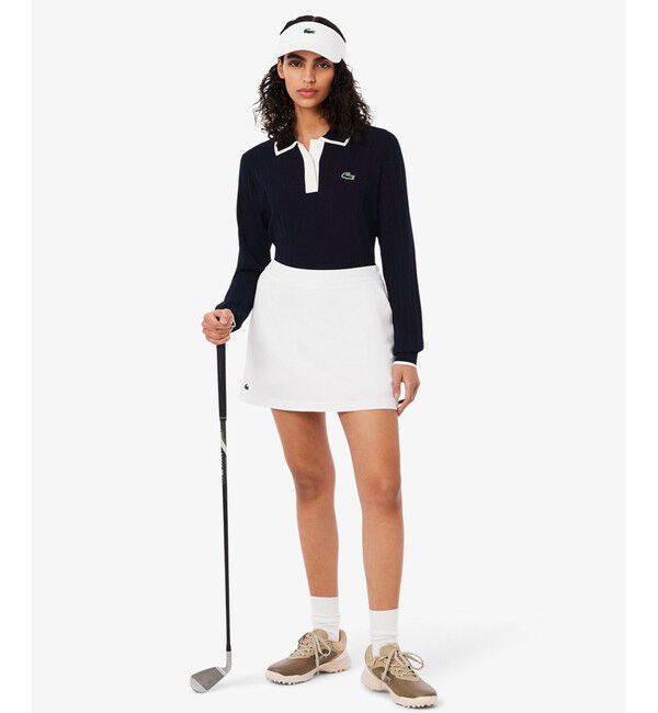 LACOSTE「ハイストレッチ バイカラーポロカラーゴルフニットセーター」|ニット・セーター|