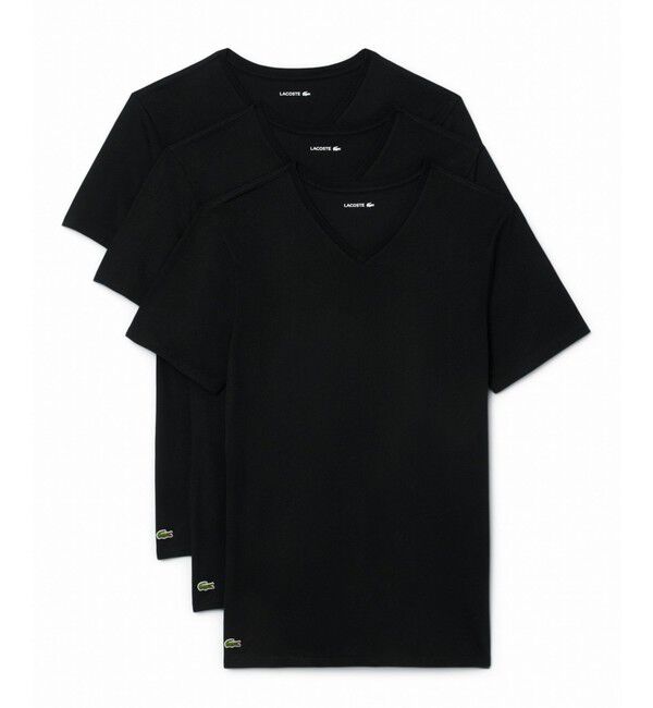 LACOSTE「３枚セット スリムフィット エッセンシャル ラウンジVネック半袖Tシャツ / 3パックTシャツ」|Tシャツ・カットソー|