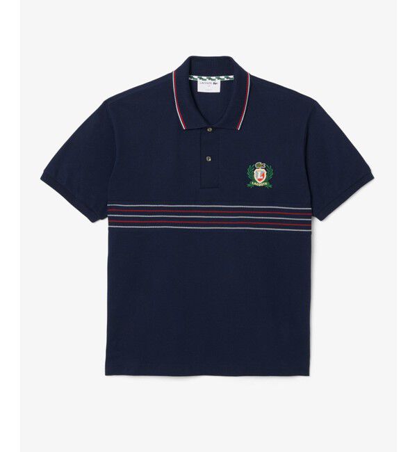 LACOSTE「フロントボーダーパネルポロシャツ」|ポロシャツ|ネイビー