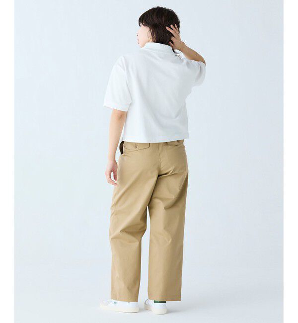 LACOSTE「ヘビーウェイト鹿の子 ワイド クロップド丈 半袖ポロシャツ」|ポロシャツ|