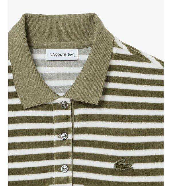 LACOSTE「ベロアボーダー半袖ポロシャツ」|ポロシャツ|
