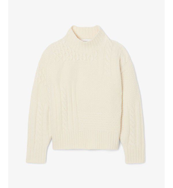 LACOSTE「パッチワークエフェクト ウールニットハイネックセーター」|ニット・セーター|