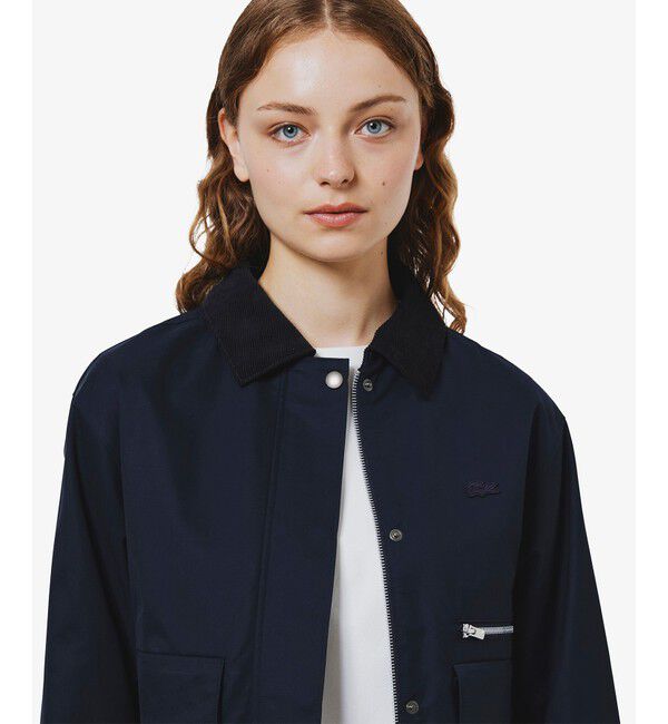 LACOSTE「コーデュロイカラーショート丈 ジップアップブルゾン」|ブルゾン・スタジャン|