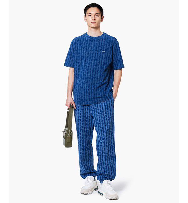 LACOSTE「インディゴ鹿の子地 モノグラム半袖Tシャツ」|Tシャツ・カットソー|