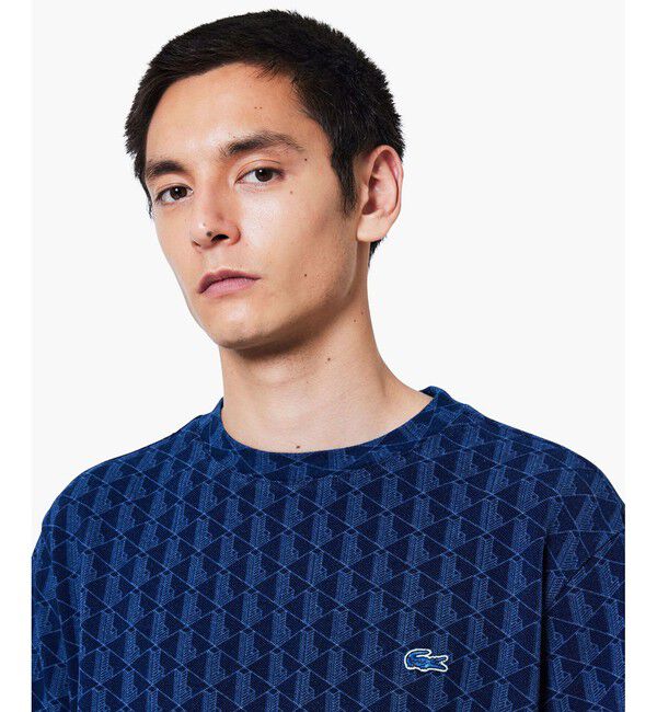 LACOSTE「インディゴ鹿の子地 モノグラム半袖Tシャツ」|Tシャツ・カットソー|