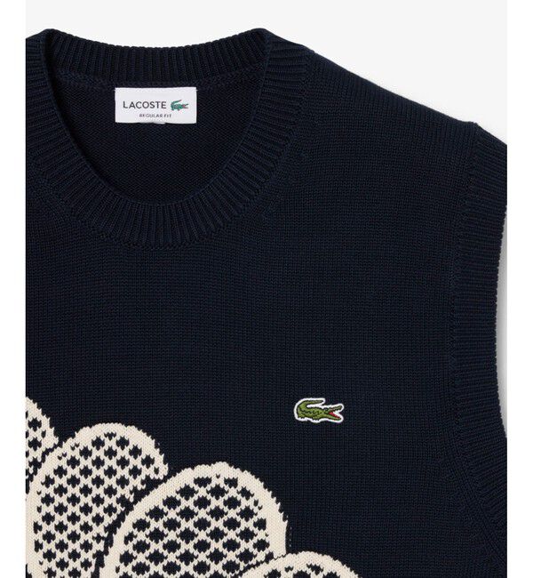 LACOSTE「ラケットジャカード コットンニットベスト」|ベスト・ジレ|