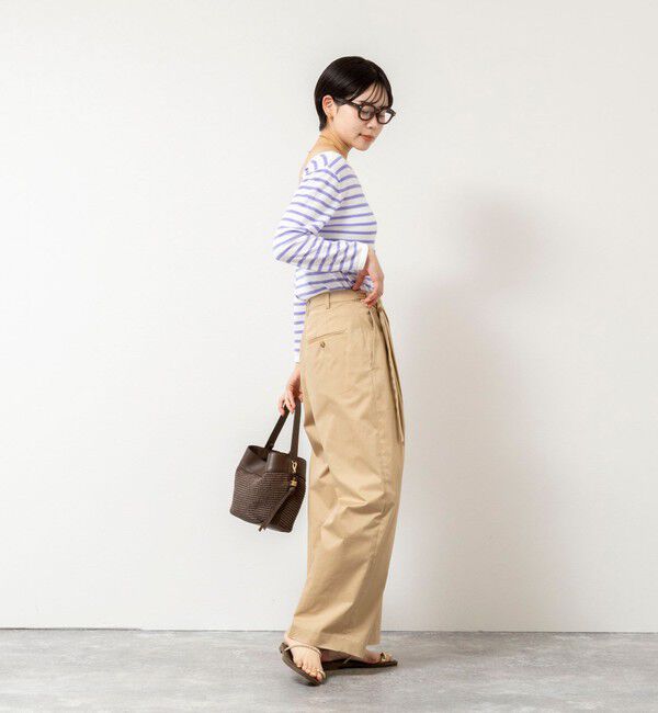 Rie Miller「ウォッシャブルブークレーボーダーバックUネックプルオーバー」|ニット・セーター|