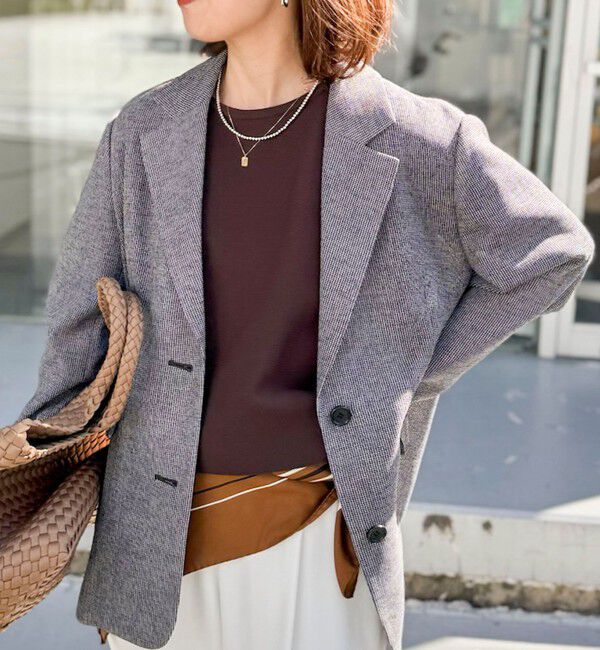 NOLLEY'S「ウォッシャブルカラミオーバージャケット」|テーラードジャケット|ブラック・グレー系1