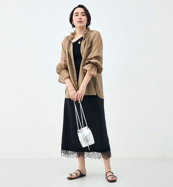 NOLLEY'S sophi「ウォッシャブルシアーオーガンジーフリルネックブラウス」|シャツ・ブラウス|