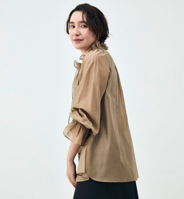 NOLLEY'S sophi「ウォッシャブルシアーオーガンジーフリルネックブラウス」|シャツ・ブラウス|