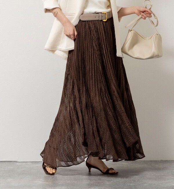 NOLLEY'S「【WEB限定】ウォッシャブルシアーチェックプリーツスカート」|スカート|ブラウンベージュ系1