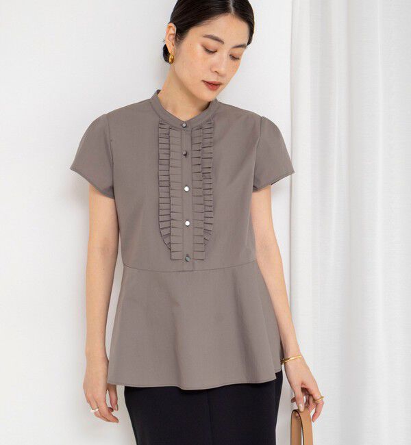 NOLLEY'S「ウォッシャブル前立プリーツペプラムブラウス」|シャツ・ブラウス|