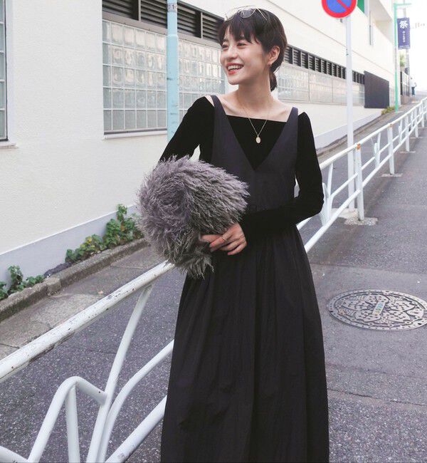 MAQWEL「【追加】【MAQWEL/マクウェル】ウォッシャブルソフトタフタワンピース」|ワンピース|