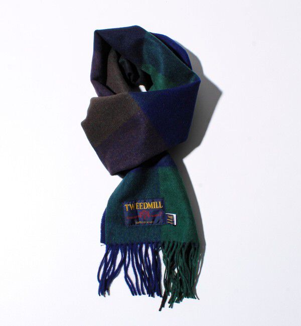 GLOSTER「【TWEED MILL/ツイードミル】ウールチェックストール25」|マフラー|グリーン系その他