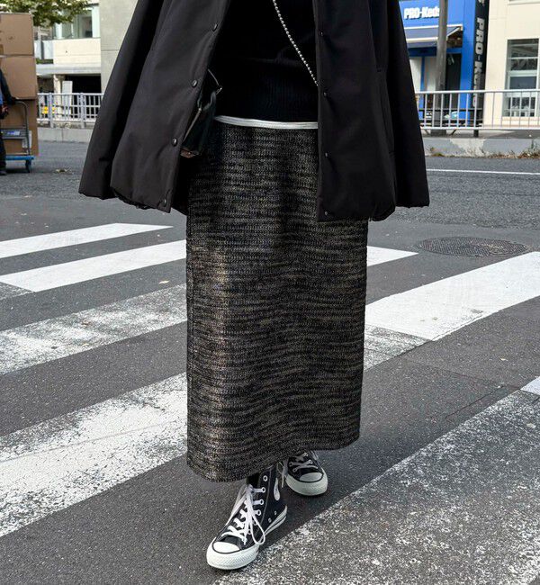 fredy emue「ラメツィードスカート」|スカート|ブラック