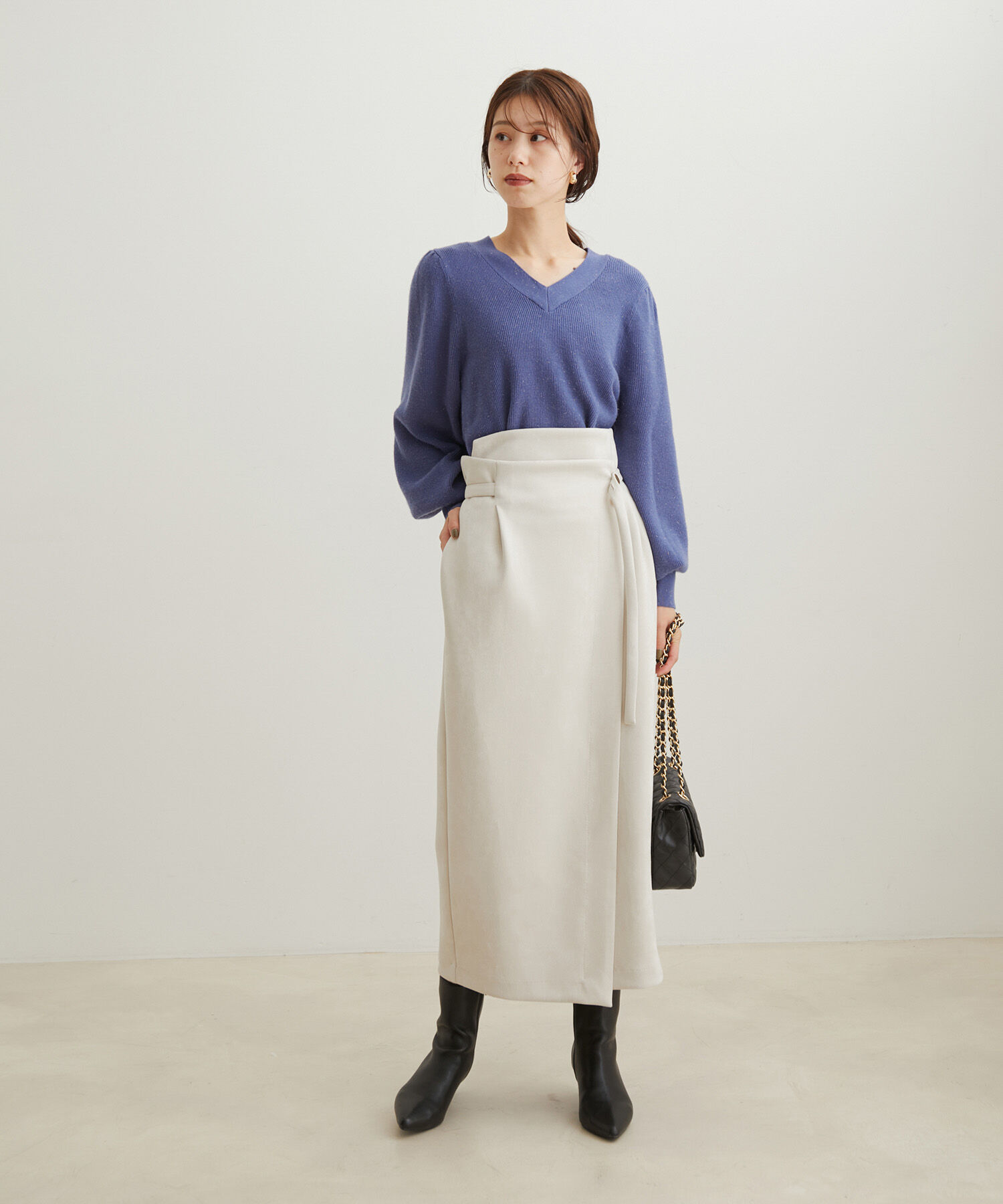 VIS「エコスエードラップ調Iラインスカート【sustainable】」|スカート|