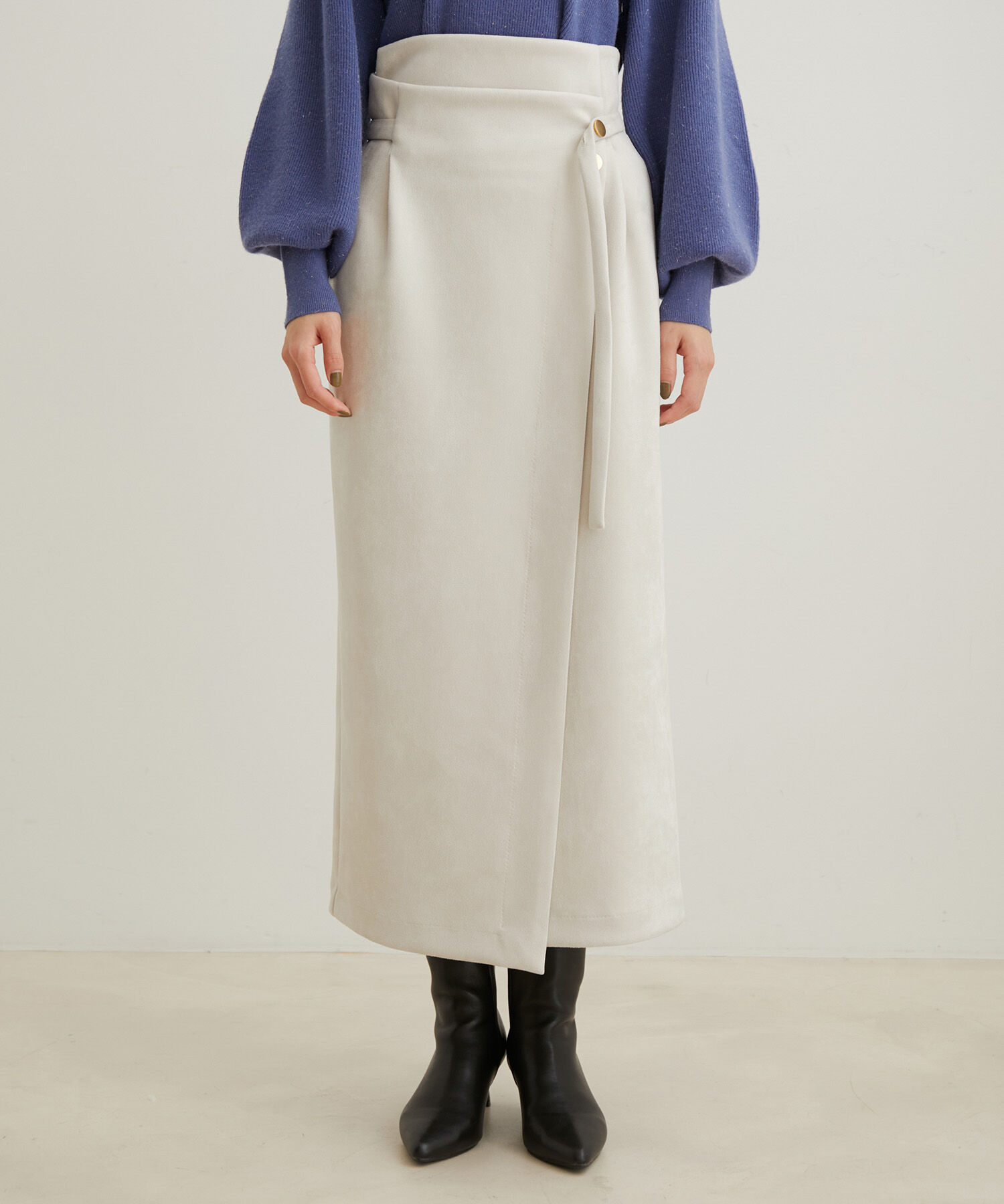 VIS「エコスエードラップ調Iラインスカート【sustainable】」|スカート|