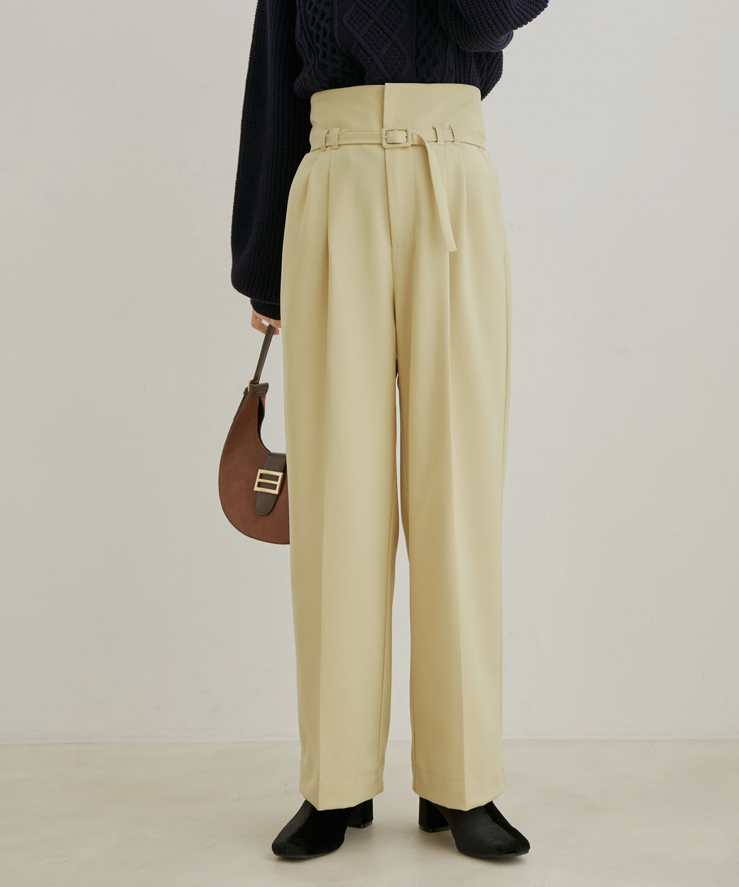 VIS「【Washable・EASY CARE】エコウールタッチワイドパンツ【sustainable】」|スラックス|キミドリ(34)