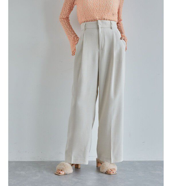 VIS「【美easy】リネンライクワンタックワイドスラックスパンツ【接触冷感/洗える】」|スラックス|