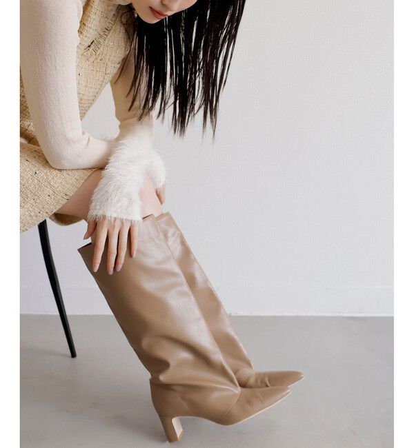 VIS「ワイドロングブーツ」|ロングブーツ|ベージュ